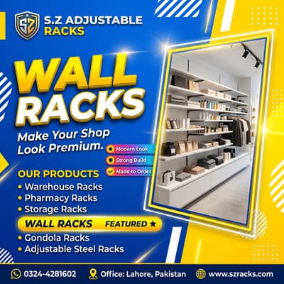 store racks, shopping trolleys, adjustable racks, wall racks
