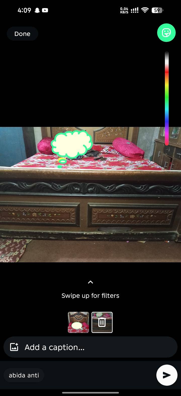 bed . only mirror. show case 1