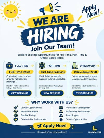 We are hiring male and female staff for office work and online work.