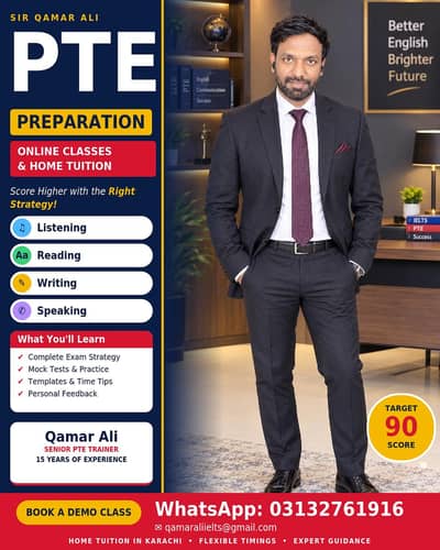 English language Ielts Pte home tutor and online classes