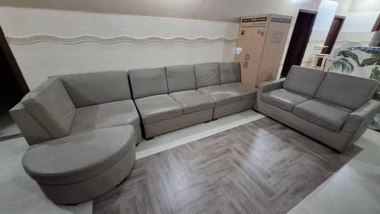 7 seater leather sofa set with Dewan
