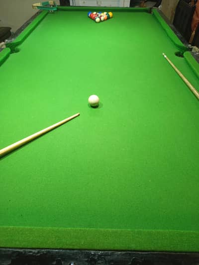 snooker billiards table with led light and designer pink sofa 3 seater