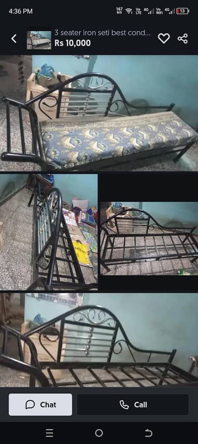 3 seater iron setty