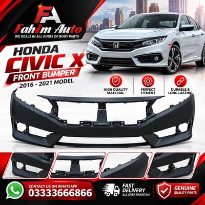 Honda Civic X front bumper 2016-2021 model | genuine quality