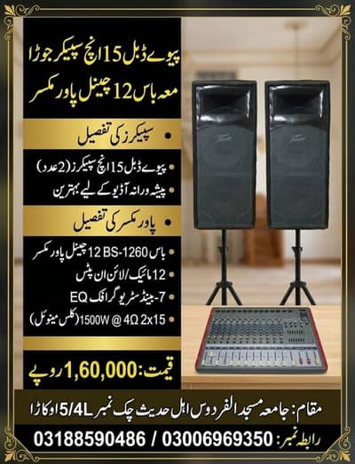 Peavey Double 15" Speakers & BOSS 12-Ch Mixer System