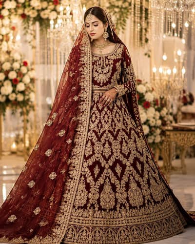 New velvet Bridal Lengha for sale