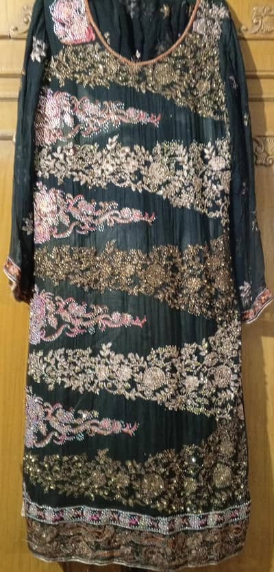3 piece chiifon, black shalwar kameez
