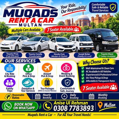 Muqadas Rent a Car in Multan With Driver
