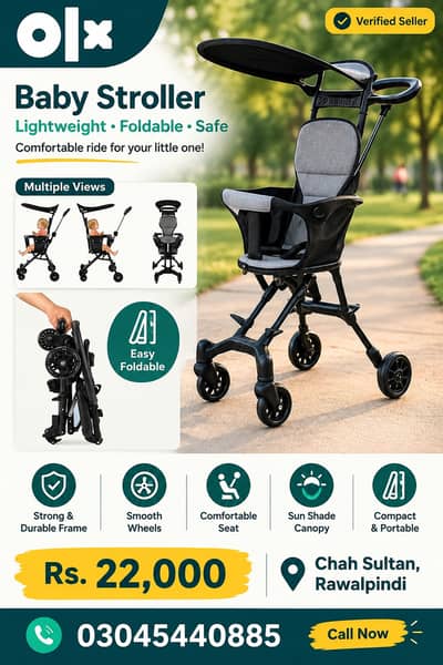 Baby Stroller Foldable Pram with Sunshade – Rs. 22,000