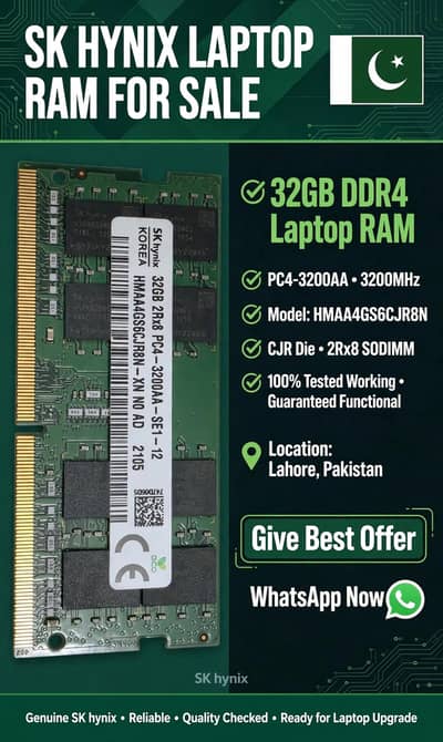 Laptop RAM | DDR3 | 8GB | DDR4| 16GB | 32GB |Samsung |SK Hynix