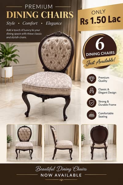 Premium Dining Chairs, Tea Trolley & Stool Set – Ready to Use