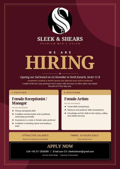Hiring for Second branch Staff