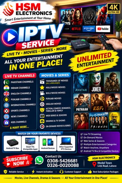 IPTV Service Live Channels Unlimited Movies,Hollywood Bollywood Punjab