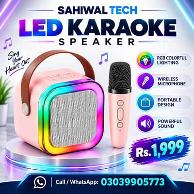 Led karoke speaker with wireless mike