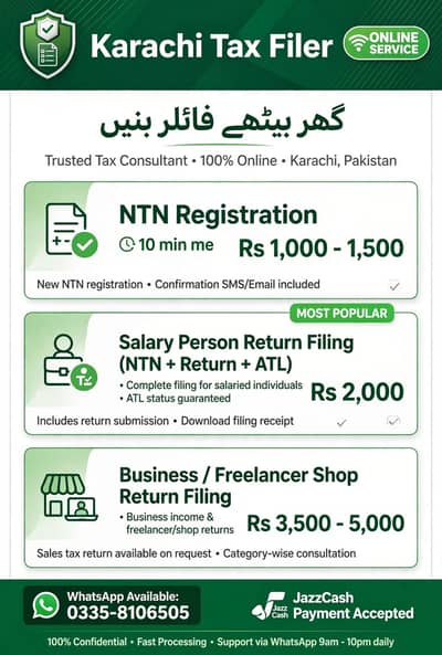 FBR tax return filing on cheap rate All over Pakistan service