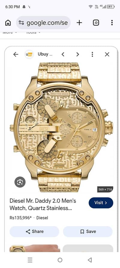 Diesel Mr Daddy 2.0 Gold Men Watch Luxury Stylish Design