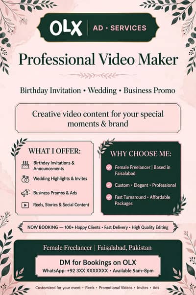 Professional Video & Birthday Invitation Maker - Faisalabad