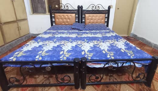 Two Iron Single Beds + Dressing Table For Sale.