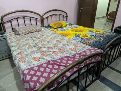 2 Iron single Beds With Foam
