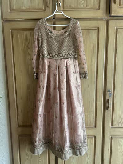 pink net party wear dress