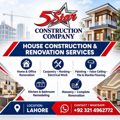 Construction & Renovation Services/Carpenter/Tiles/Marble/Ceiling Work