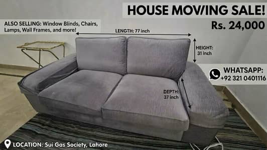 Moving Sale - Modern 2-Seater Sofa (77" Length) 24.000 PKR