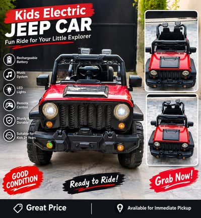 Red Electric car kids jeep For sale in very reasonable price