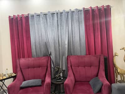 Velvet Curtains for Sale – 2 Grey + 2 Maroon | 4 Panels
