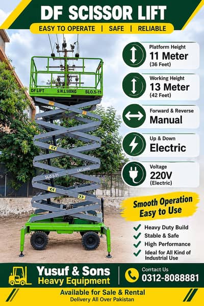 42 Feet Scissor Lift for Sale Delivery Available All Pakistan