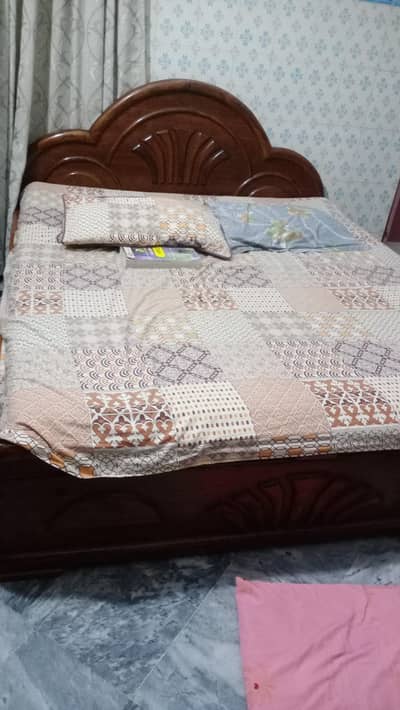 Bed set with side tables, dressing table and show case