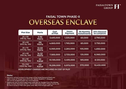 Faisal town phase 2 over sease block all size bookings available