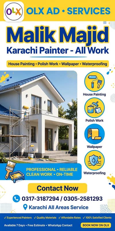 Karachi Painter - House Painting, Polish, Wallpaper - Malik Majid