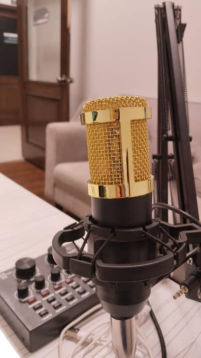BM 800 Microphone Full Kit with V8 live SoundCard & Arm Scissor Stand