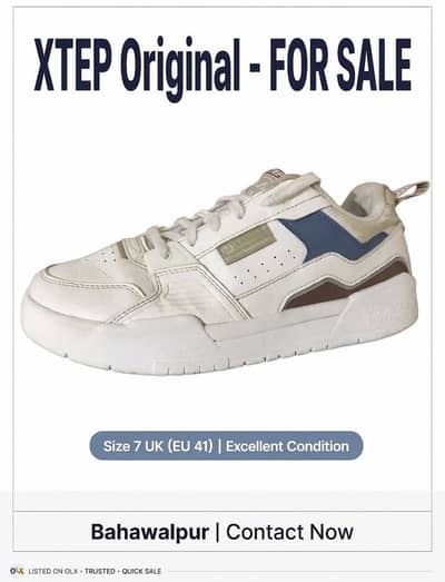 XTEP Original White Sneakers Size 7 UK (EU 41) - Excellent Condition