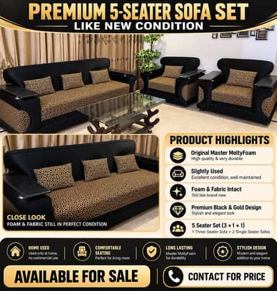 Premium 5 Seater Sofa | Master MoltyFoam • Like New