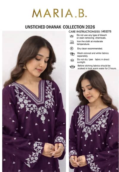 Maria. B Dhanak 2PC - Front Full Heavy Emb - Winter 2026 - Price 2600