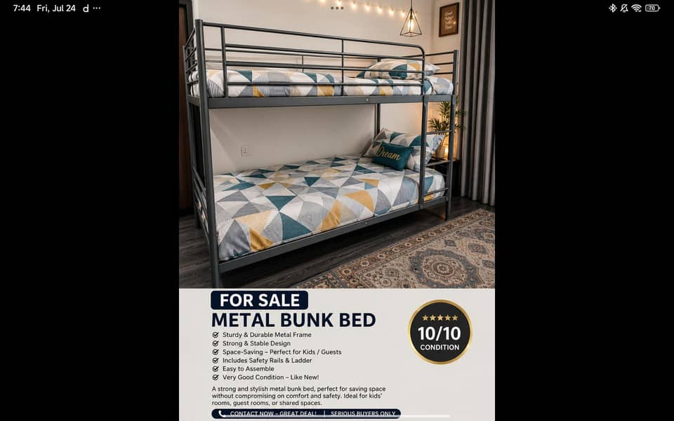 Bunk bed from Dubai solid metal condition 10/10 1