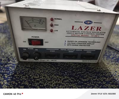 Tecno Laser Automatic Voltage Regulator Stablizer 500VA