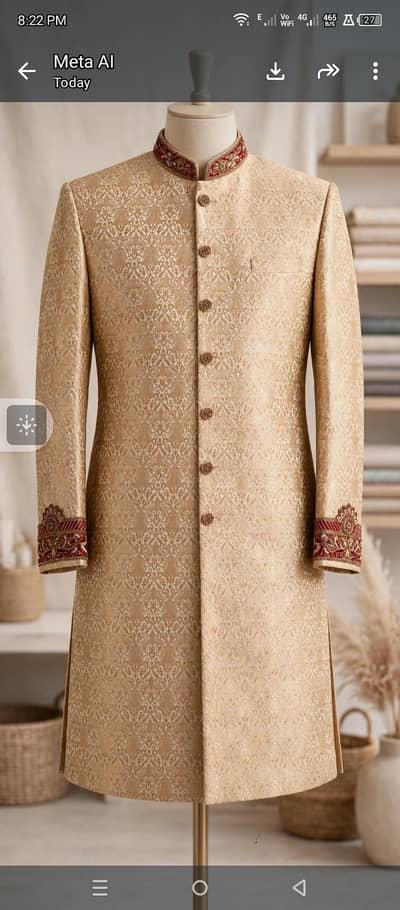 Golden dulha Sharwani large Size_Used once time price 8000