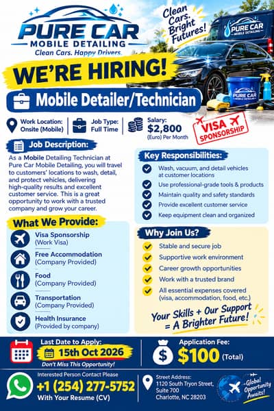Pure Car Mobile Detailing – Hiring Mobile Detailers | Full-Time Job