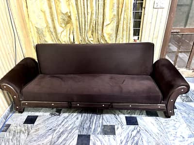 Brand New Sofa Cum Bed – Dark Brown Velvet