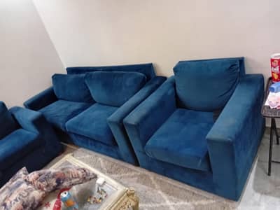 3 blue sofa sets
