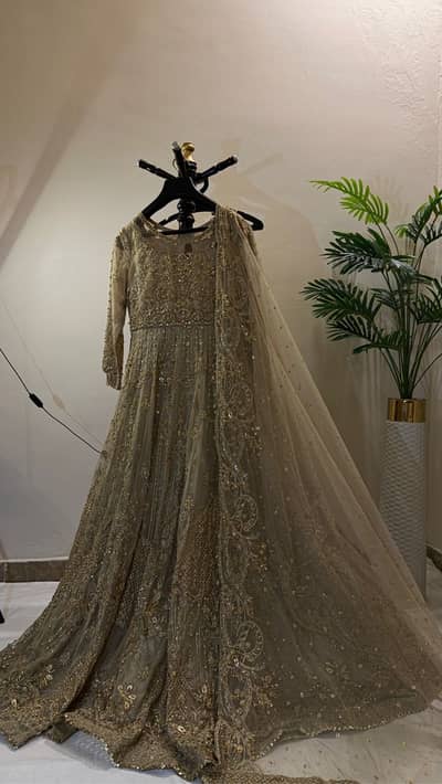 Designer Bridal Maxi – Heavy Gold Embroidery Wedding Dress for Walima