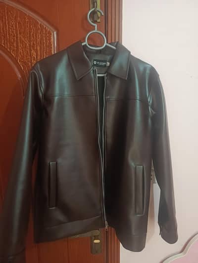 Faux leather jacket (color dark brown )(size :medium )