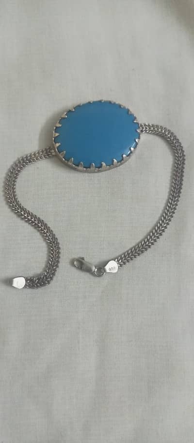 Original 925 Sterling bracelet with Irani feroza 15 gram Ladies/Gents