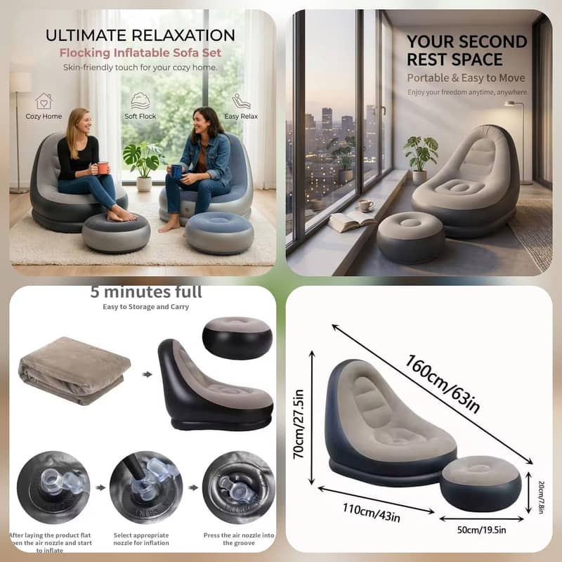 Inflatable Sofa With Foot Rest 0