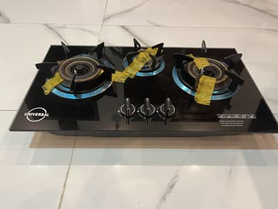 Universal 3 Burner Built-in Gas Stove – Black Glass Top