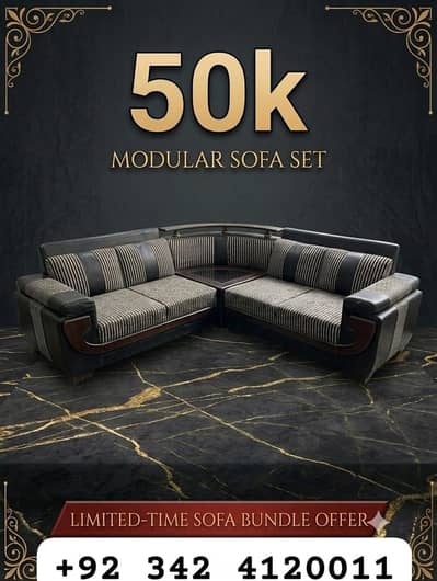 premium bed/ whitish Table/ L-shape sofa with corner table