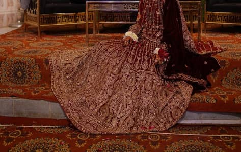 Mehroon & Golden Heavy Bridal Lehenga  medium size