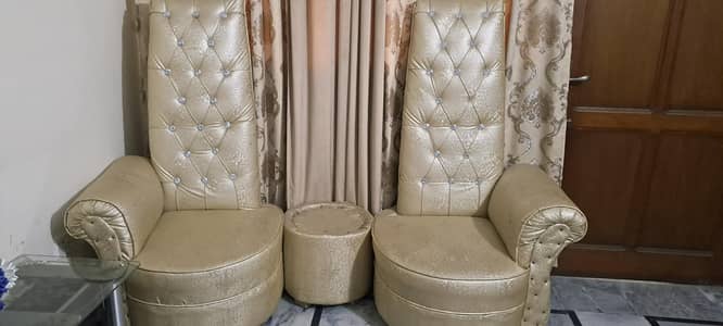 Champagne gold fabric roy throne chairs